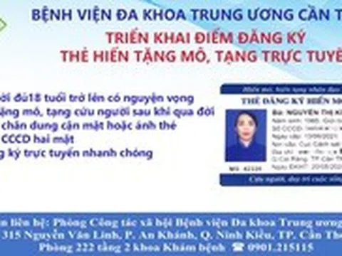 Bệnh viện miền Tây mở điểm đăng ký nguyện vọng hiến tặng mô, tạng