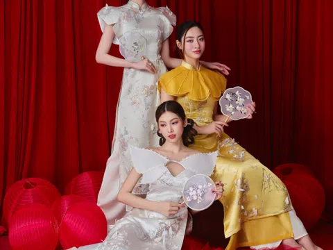 Hoa hậu, á hậu khoe sắc với áo dài Tết