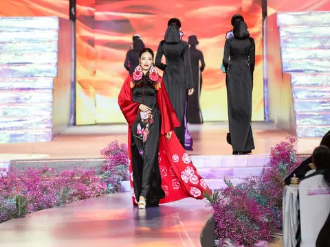 Lan Khuê, Ngọc Châu diễn áo dài lãnh Mỹ A